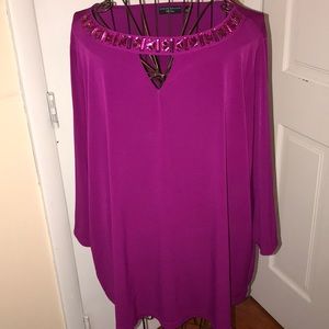 Susan graver artisan top 3x plum berry with jewel